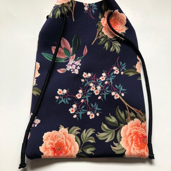 Triangl Handbags - Triangl, Neoprene, floral with Navy blue background backpack/tote/beach/pool bag